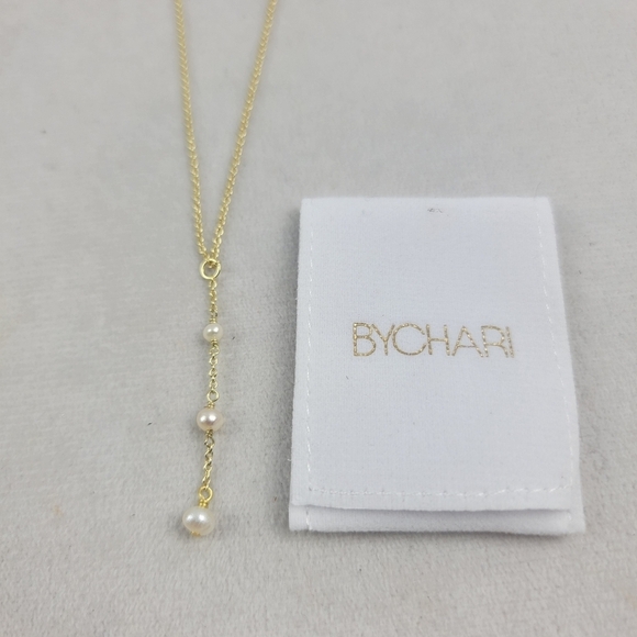 NWT Bychari Evelyn Coco Lariat necklace 16" w/ 3" extension 2-5mm pearls - Picture 4 of 5